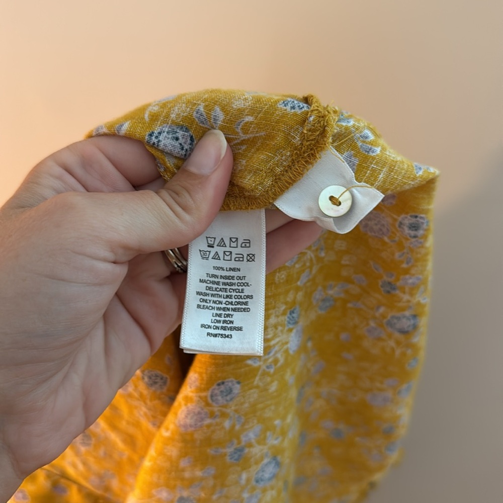 Rachel Zoe Mustard Floral Linen Shirt - Picture 3 of 3